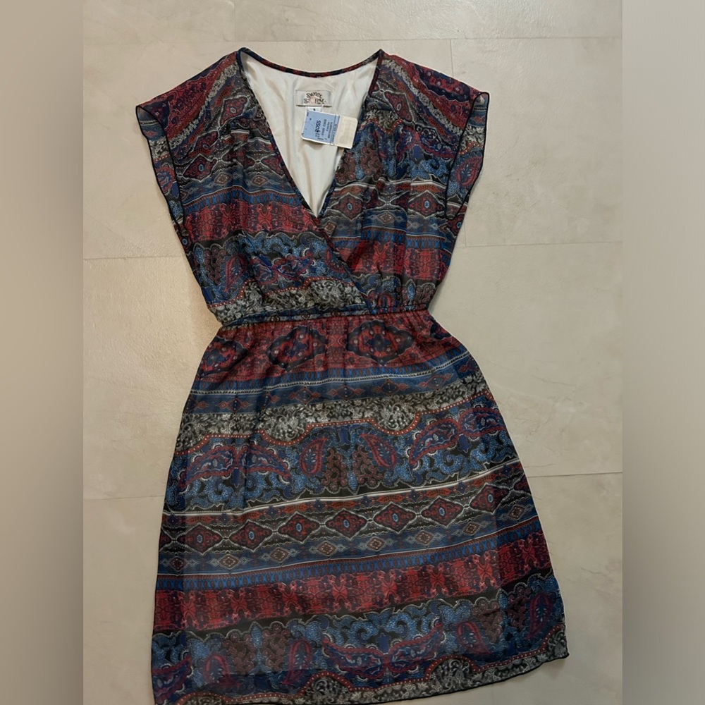NWT (S) Summer Sleeveless Dress  wrap front elastic waist